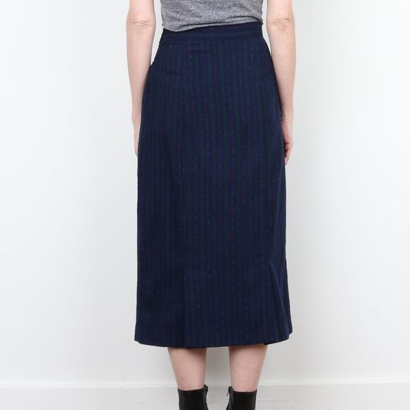 Vintage 70s Navy wool Midi / Maxi Skirt Size S Trousers Up - Picture 4 of 4